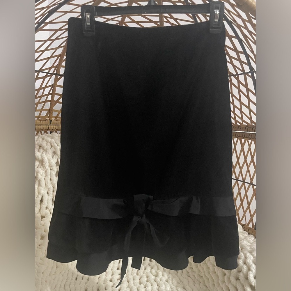 Anthropologie Odille Black Multi-layered Skater Mini Skirt sz 4